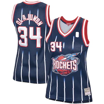 womens mitchell and ness hakeem olajuwon navy houston rocke-336